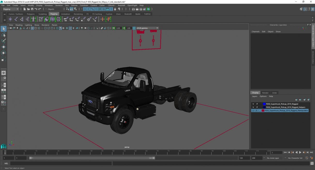 3D 2019 F650 Supertruck Pickup Rigged for Maya model