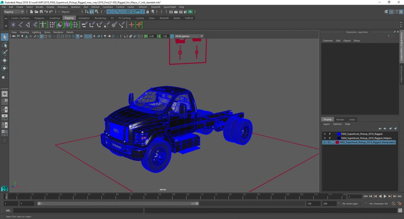 3D 2019 F650 Supertruck Pickup Rigged for Maya model