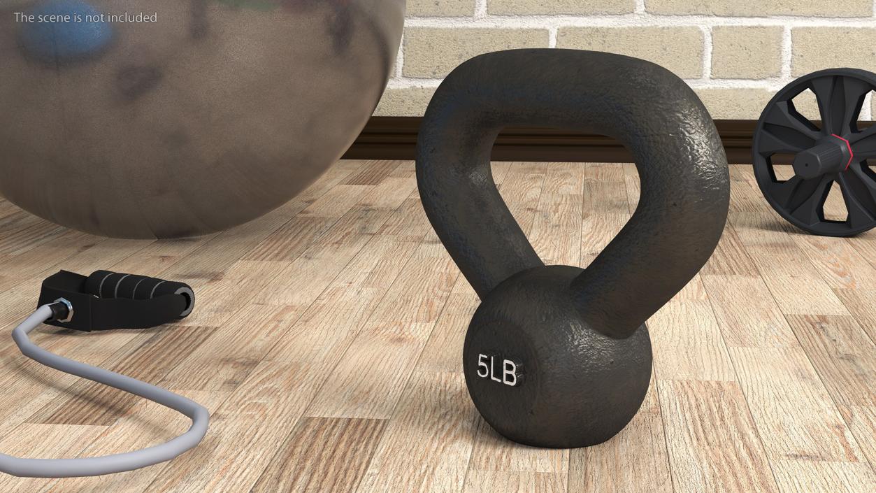 3D Fitness Solid Cast Metal Kettlebell Weight 5lb