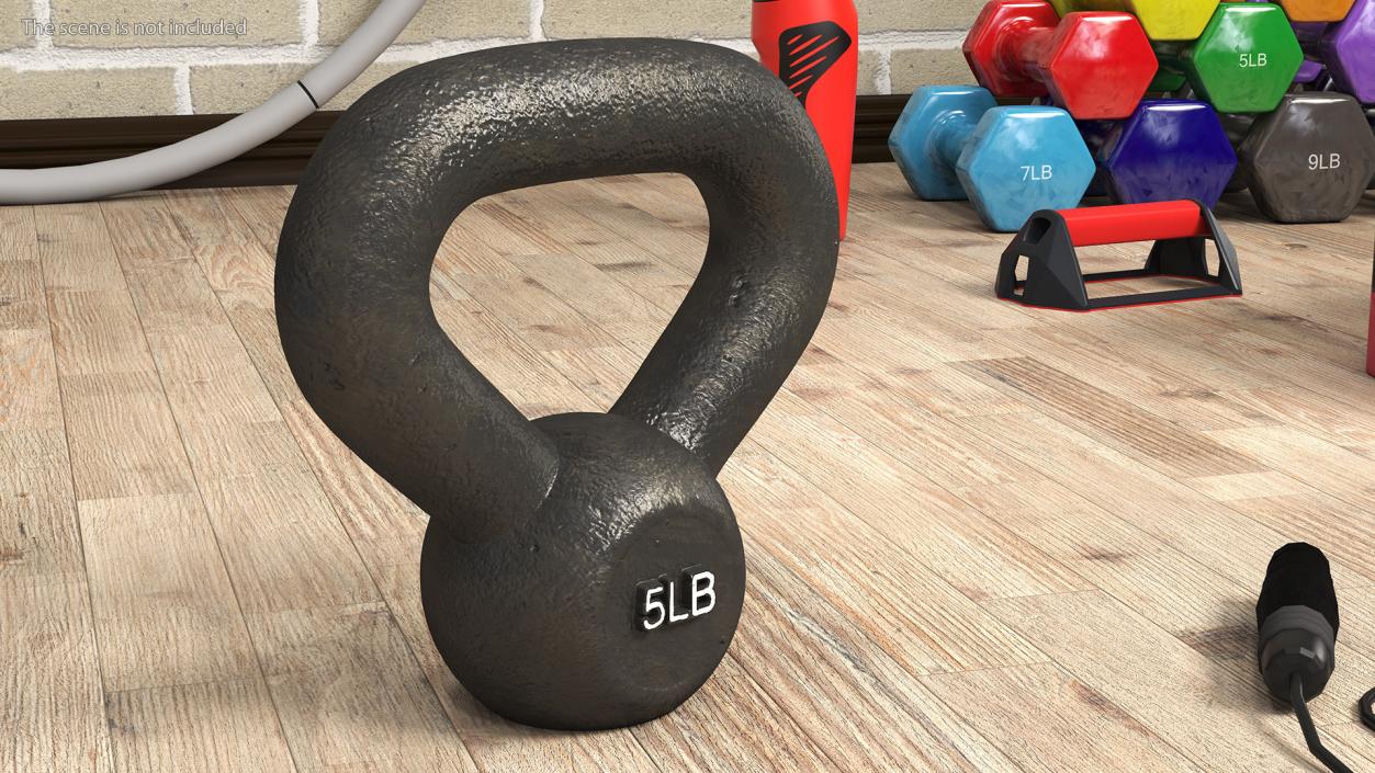 3D Fitness Solid Cast Metal Kettlebell Weight 5lb