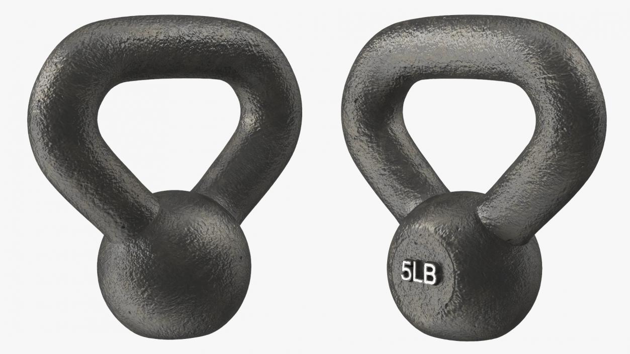 3D Fitness Solid Cast Metal Kettlebell Weight 5lb