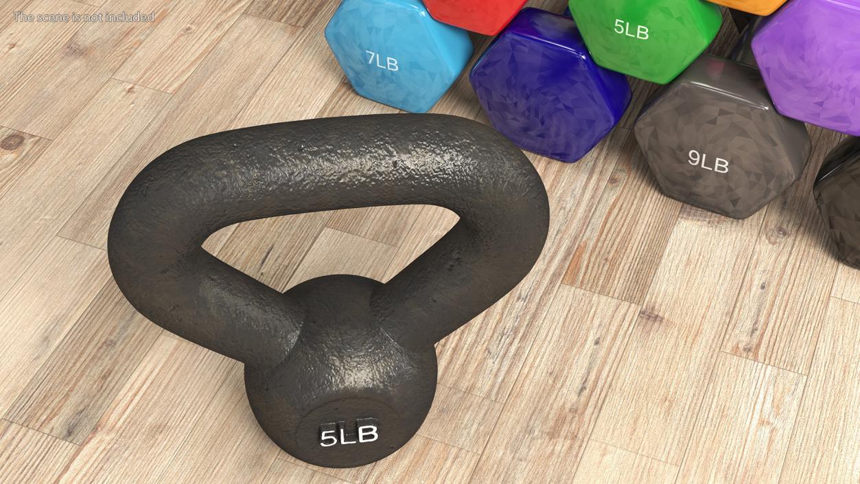 3D Fitness Solid Cast Metal Kettlebell Weight 5lb