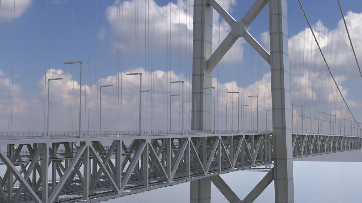 3D model Suspension Bridge Akashi Kaiky