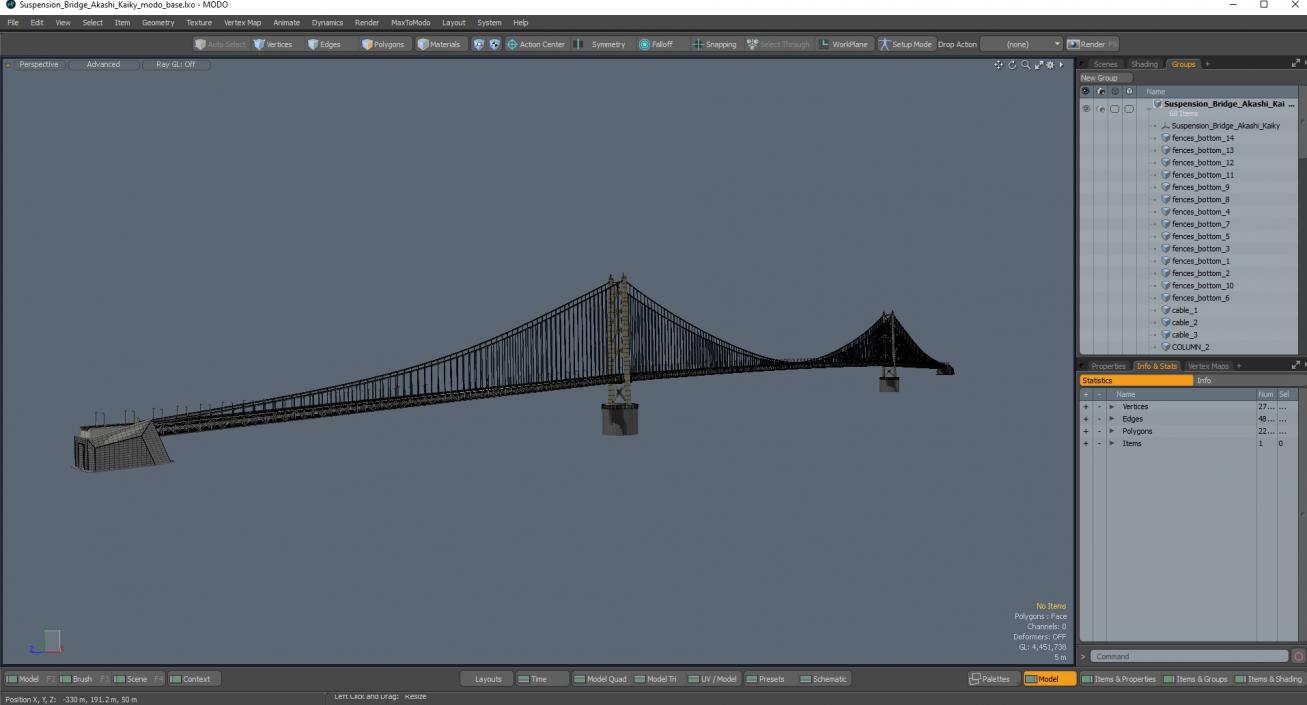 3D model Suspension Bridge Akashi Kaiky