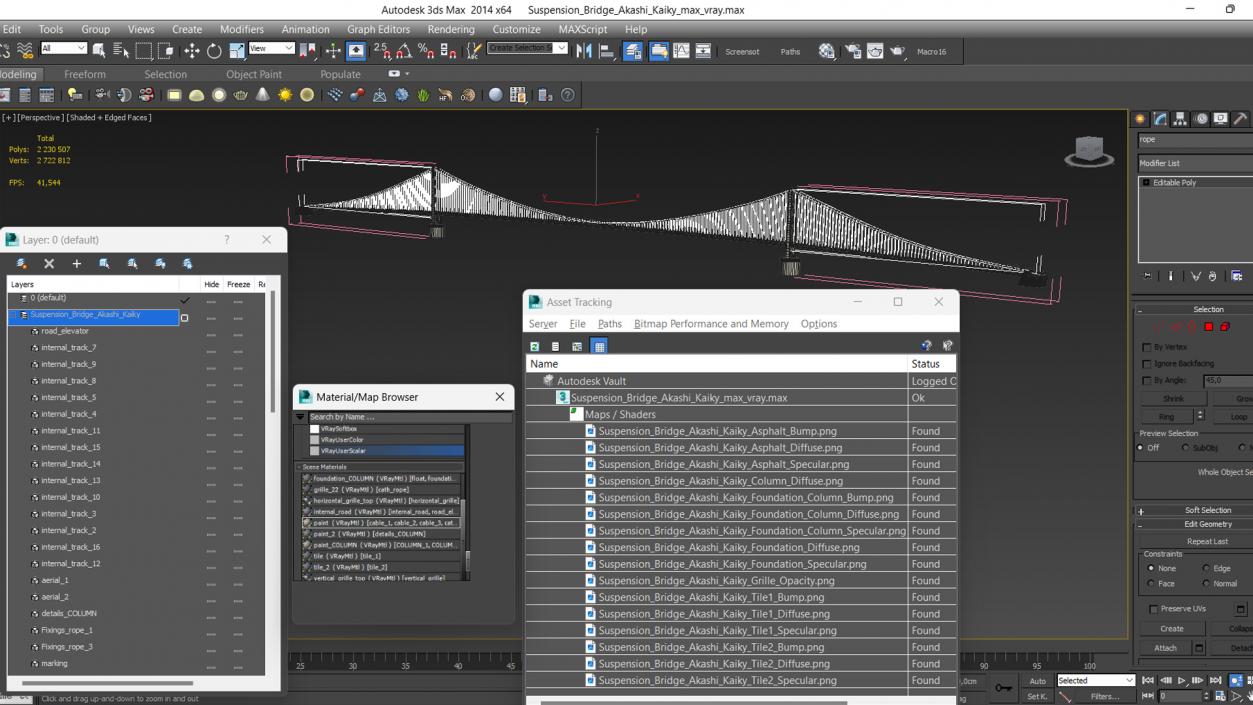 3D model Suspension Bridge Akashi Kaiky