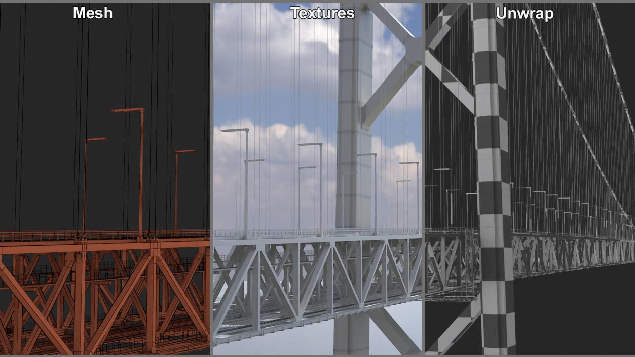 3D model Suspension Bridge Akashi Kaiky