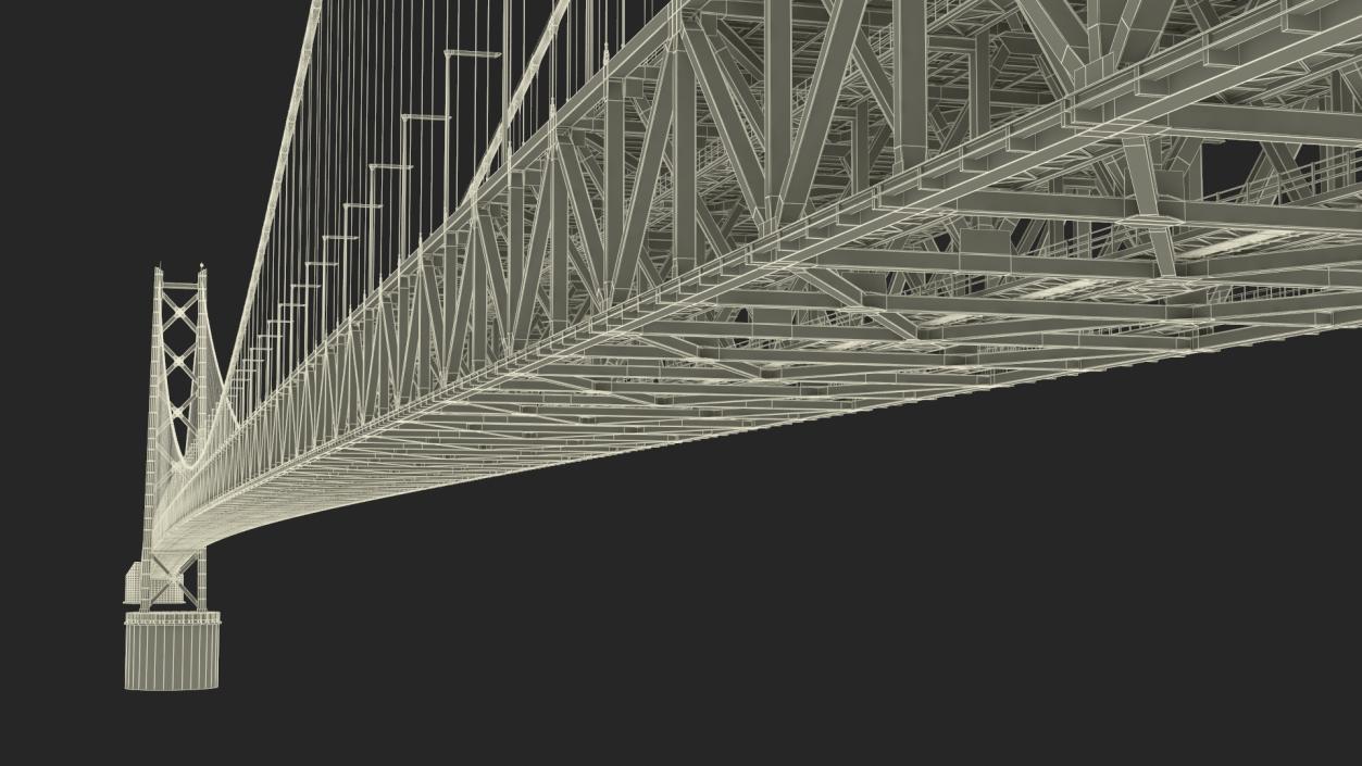 3D model Suspension Bridge Akashi Kaiky