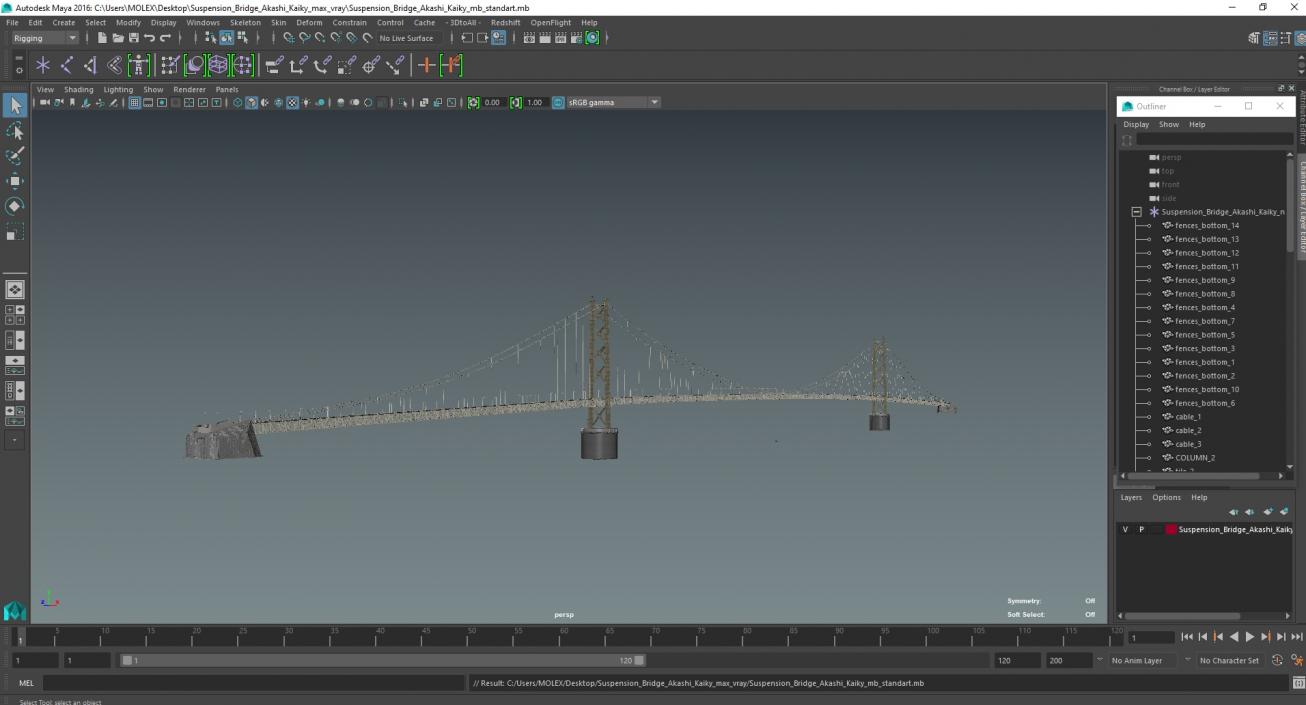 3D model Suspension Bridge Akashi Kaiky