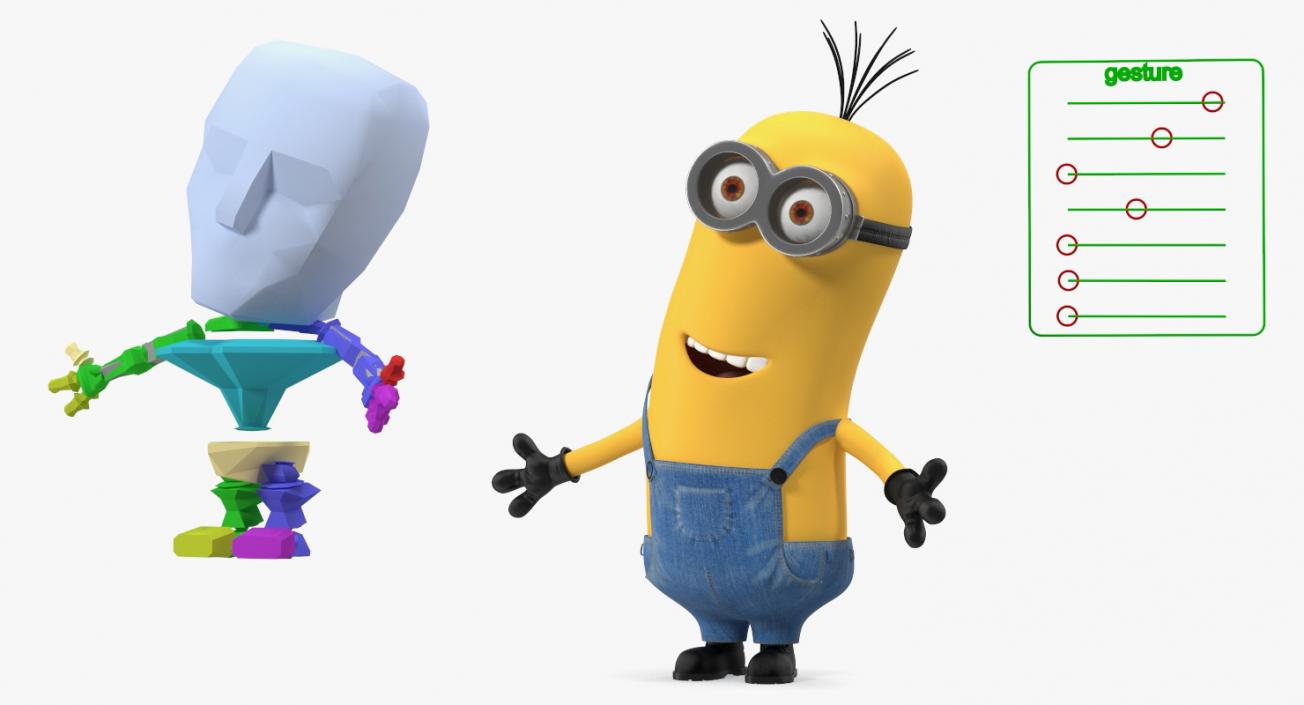 Tall Two Eyed Minion Rigged 3D