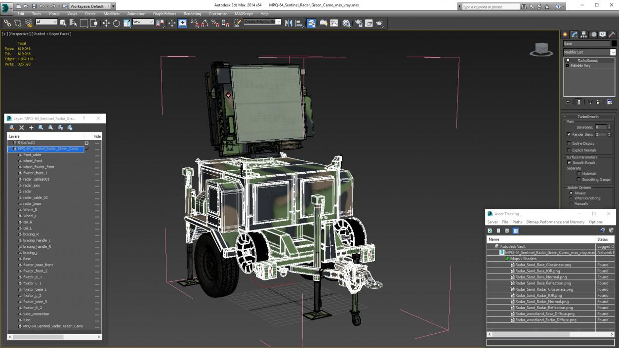 3D model MPQ-64 Sentinel Radar Green Camo(1)