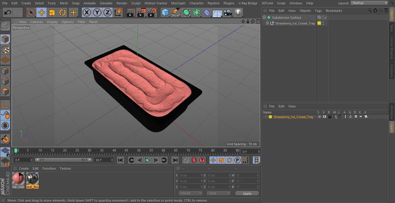 3D model Strawberry Ice Cream Tray