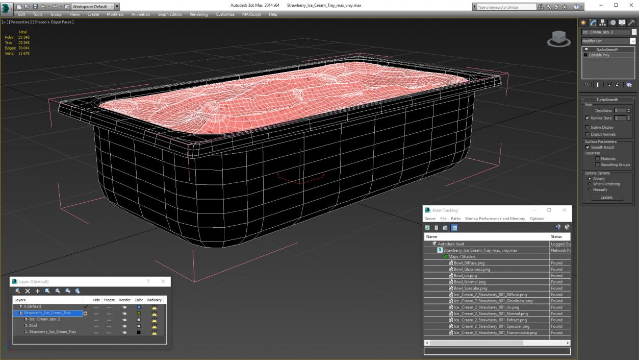 3D model Strawberry Ice Cream Tray