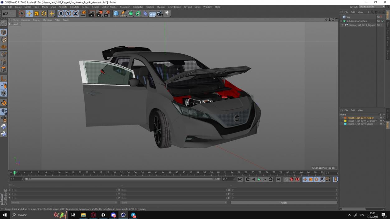 Nissan Leaf 2019 Rigged for Cinema 4D 3D