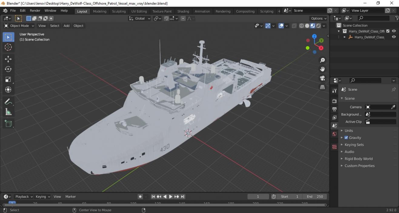 3D Harry DeWolf-Class Offshore Patrol Vessel