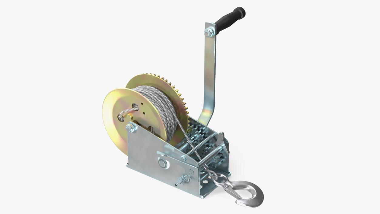 3D Hand Crank Winch with Steel Cable model