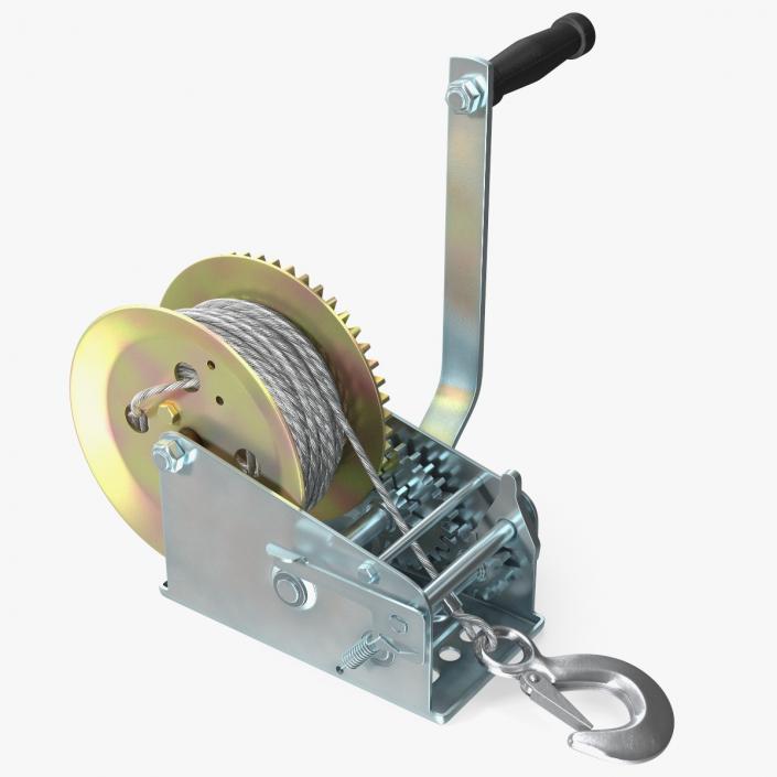 3D Hand Crank Winch with Steel Cable model