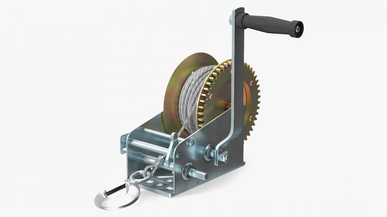 3D Hand Crank Winch with Steel Cable model