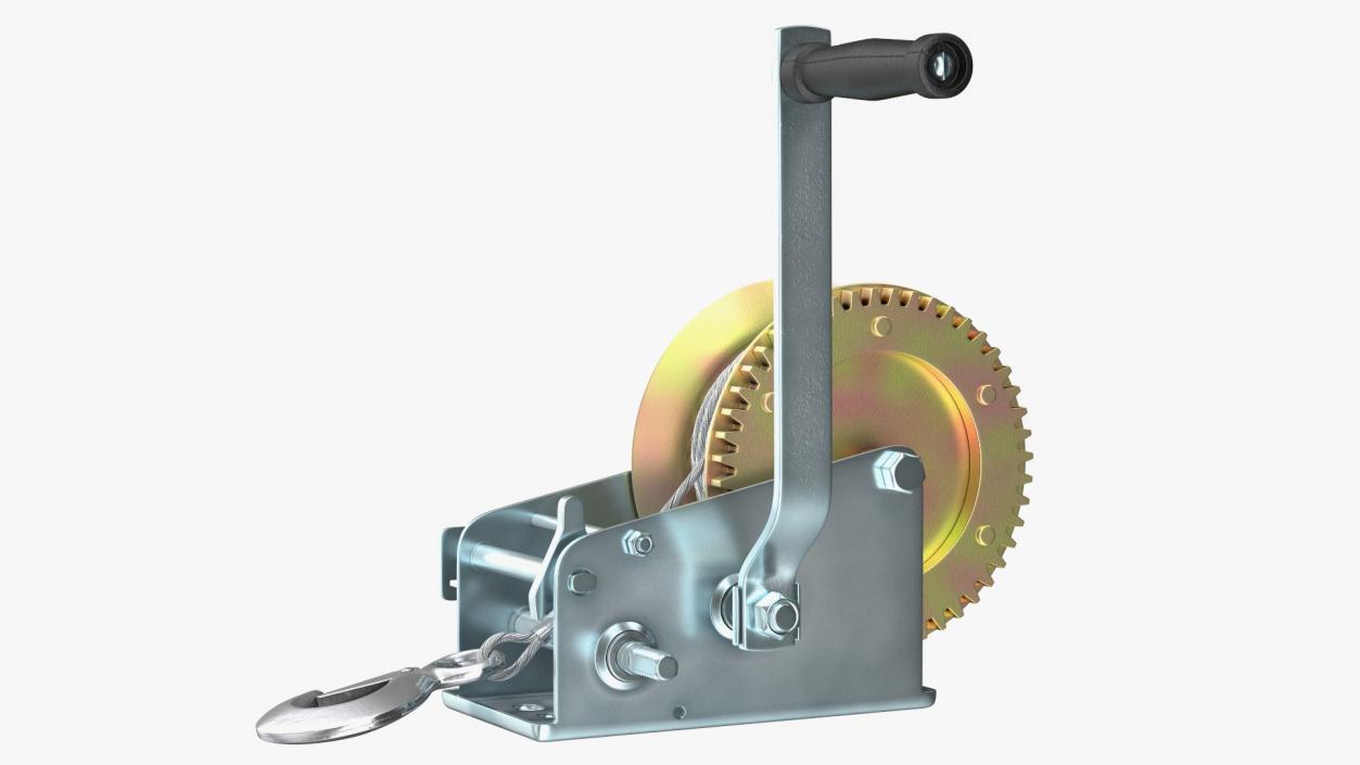 3D Hand Crank Winch with Steel Cable model