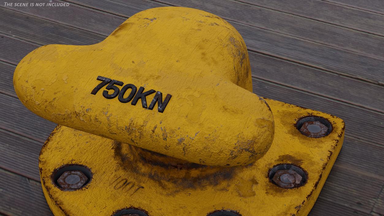 3D Mooring Bollard Yellow Old