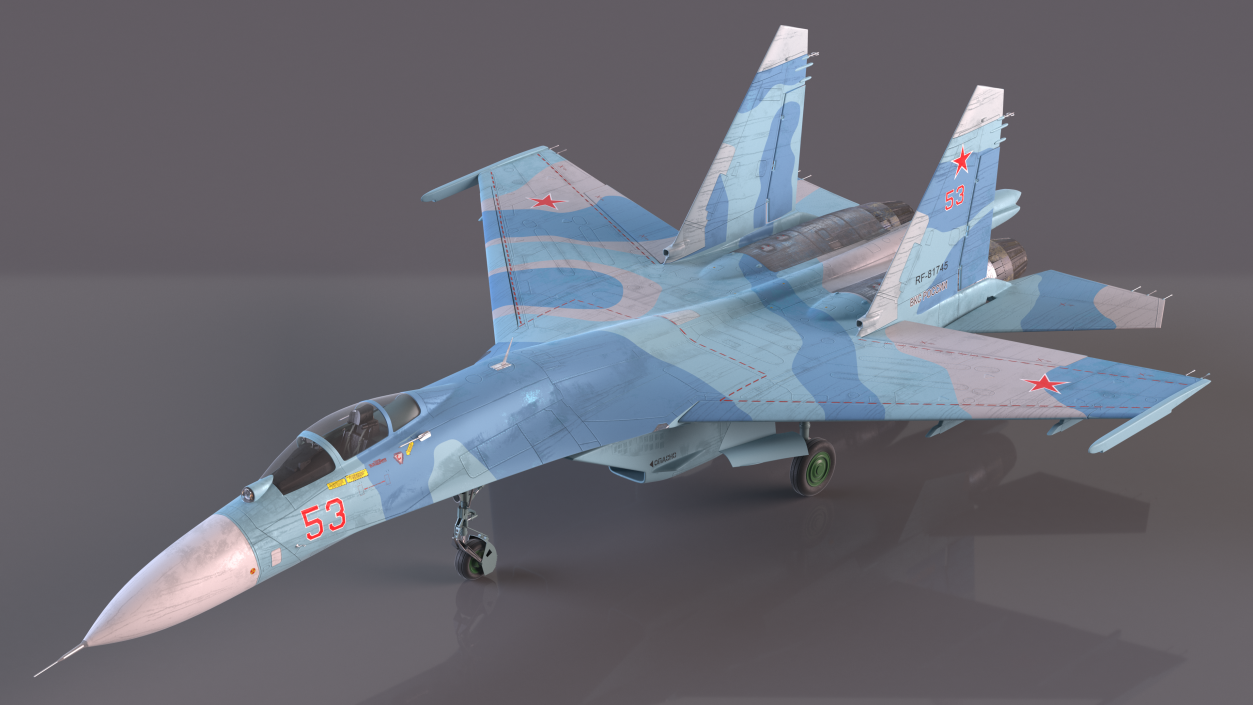 3D Russian Jet Aeroplane Sukhoi Su-27 Flanker Rigged for Maya model