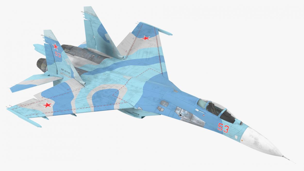 3D Russian Jet Aeroplane Sukhoi Su-27 Flanker Rigged for Maya model