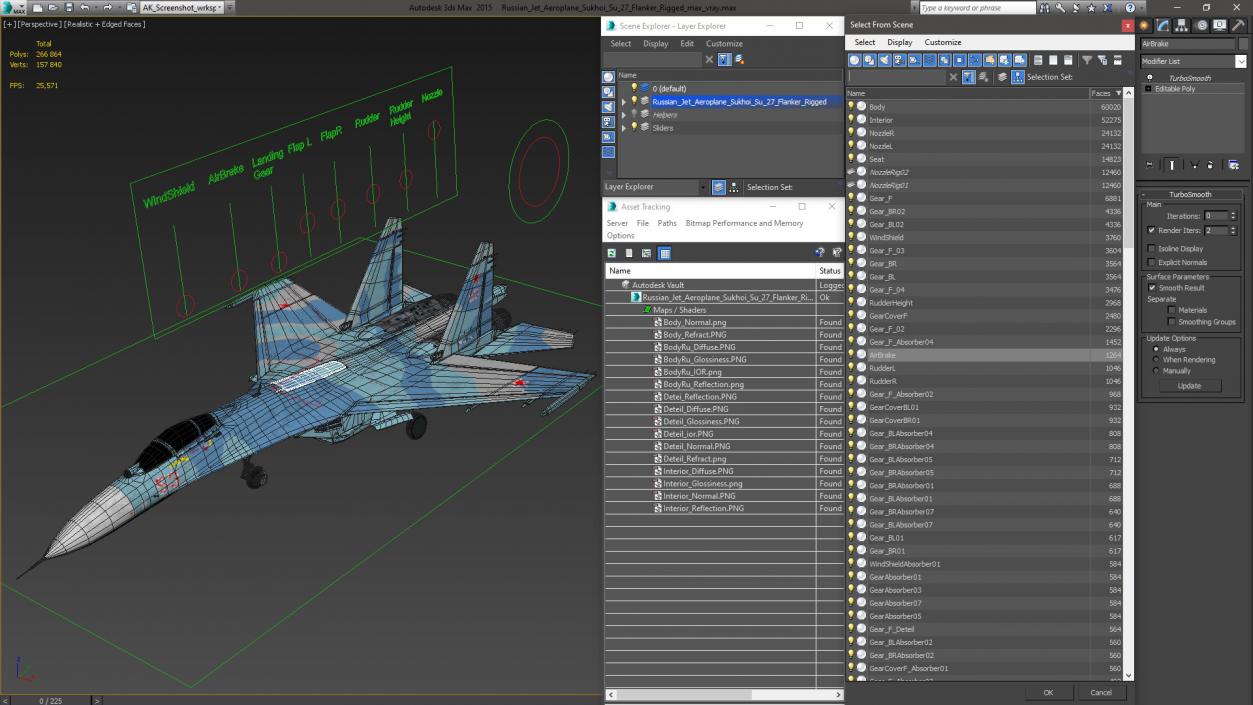 3D Russian Jet Aeroplane Sukhoi Su-27 Flanker Rigged for Maya model