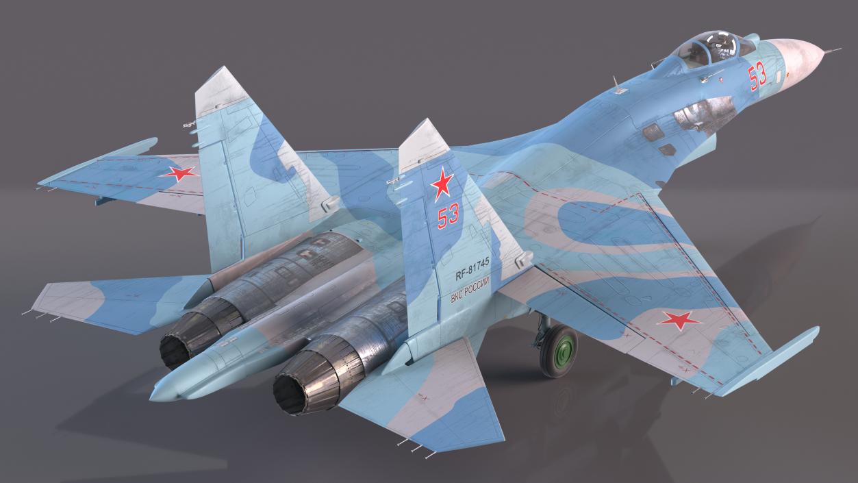 3D Russian Jet Aeroplane Sukhoi Su-27 Flanker Rigged for Maya model