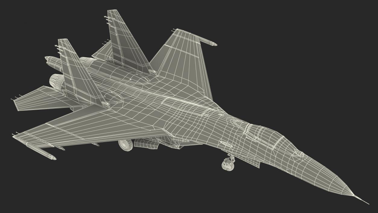 3D Russian Jet Aeroplane Sukhoi Su-27 Flanker Rigged for Maya model