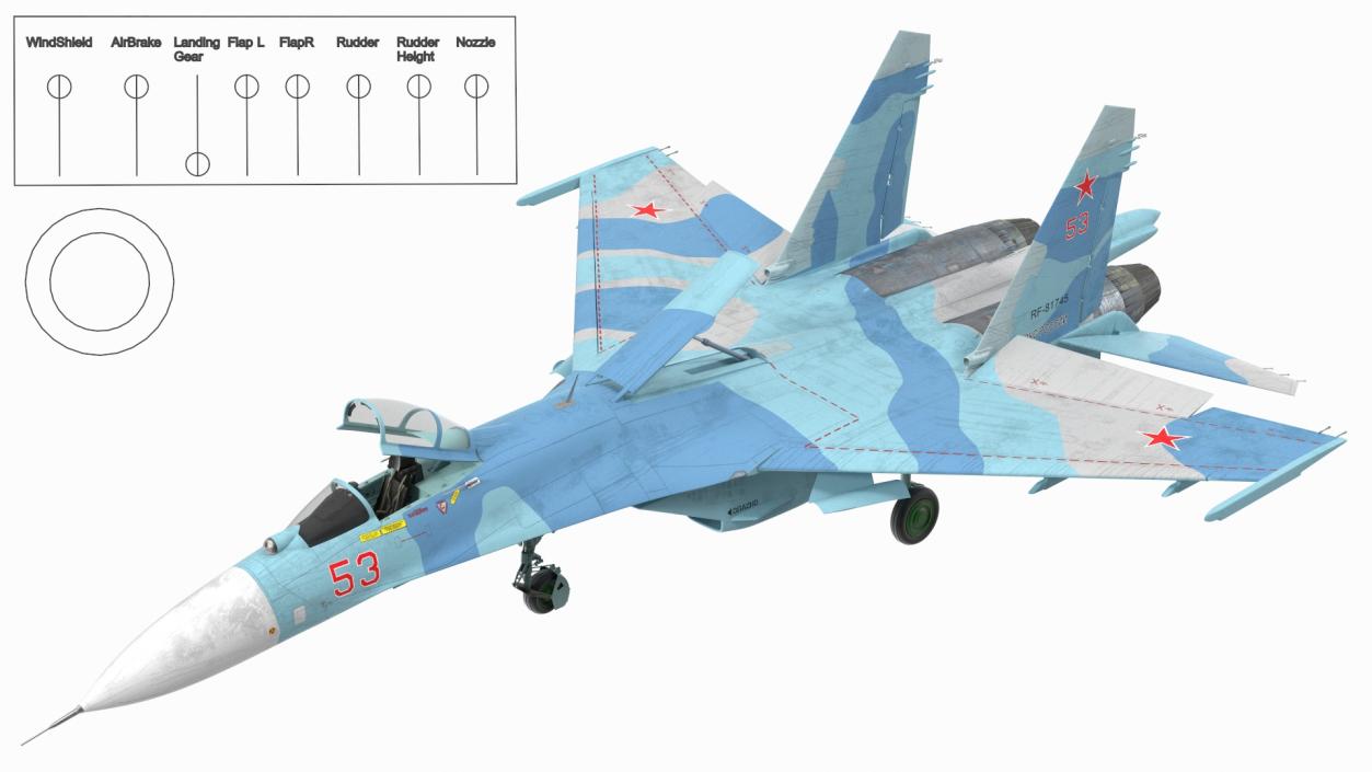 3D Russian Jet Aeroplane Sukhoi Su-27 Flanker Rigged for Maya model