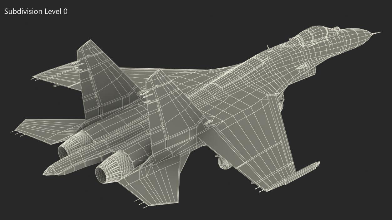 3D Russian Jet Aeroplane Sukhoi Su-27 Flanker Rigged for Maya model