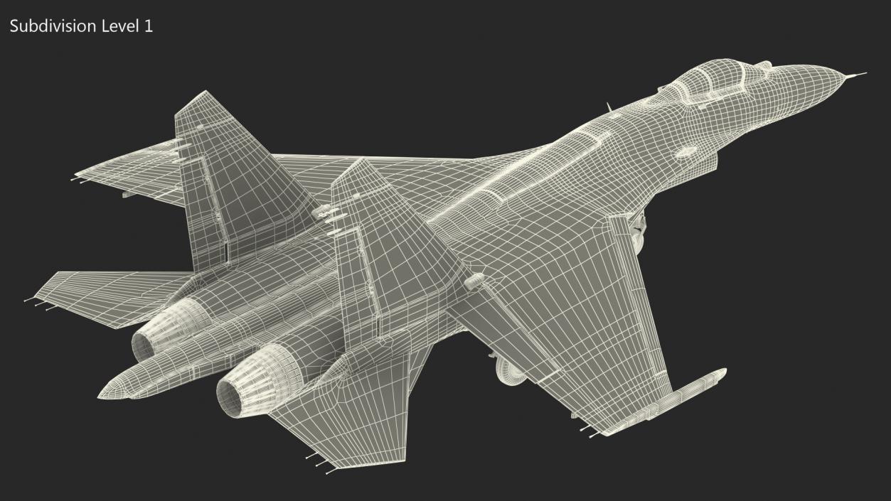 3D Russian Jet Aeroplane Sukhoi Su-27 Flanker Rigged for Maya model