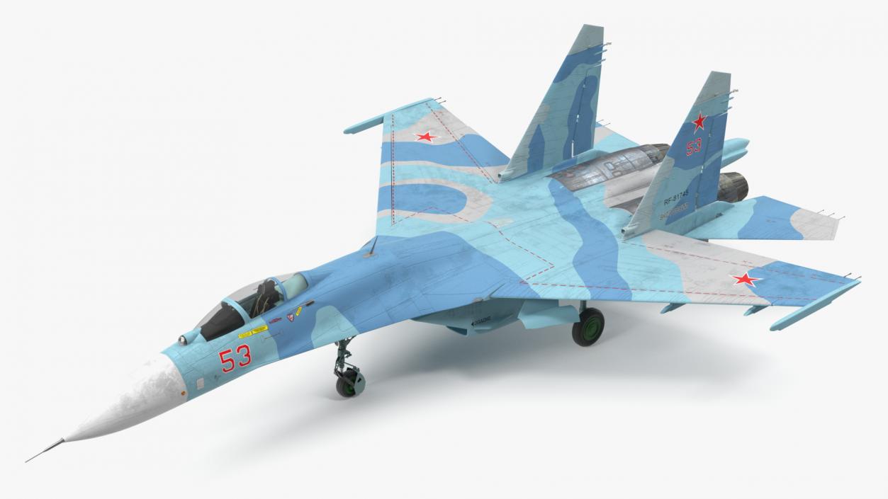 3D Russian Jet Aeroplane Sukhoi Su-27 Flanker Rigged for Maya model