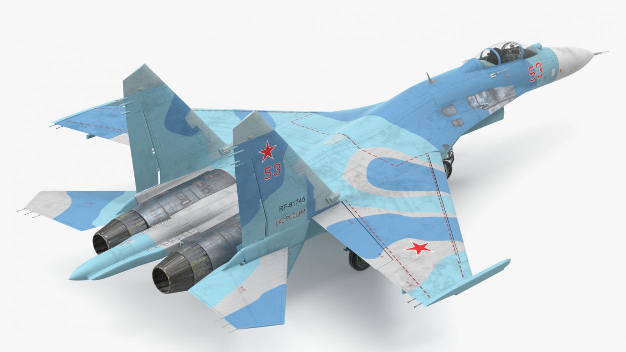 3D Russian Jet Aeroplane Sukhoi Su-27 Flanker Rigged for Maya model