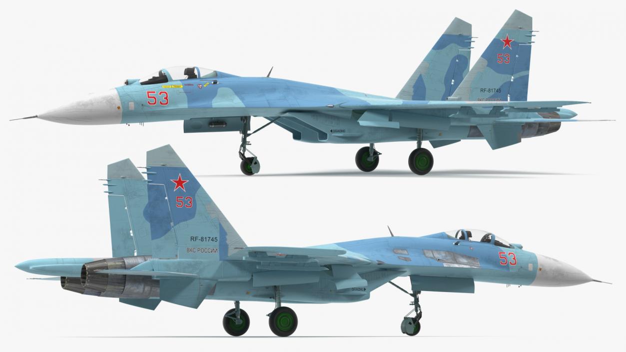 3D Russian Jet Aeroplane Sukhoi Su-27 Flanker Rigged for Maya model