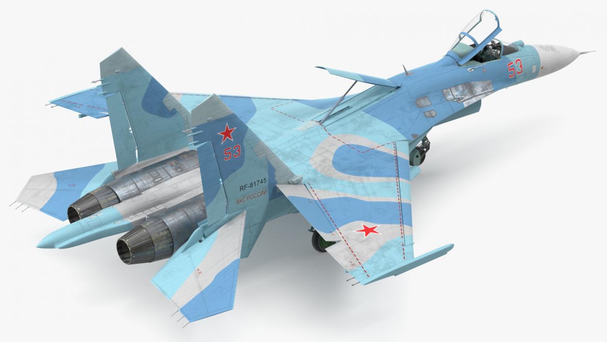 3D Russian Jet Aeroplane Sukhoi Su-27 Flanker Rigged for Maya model