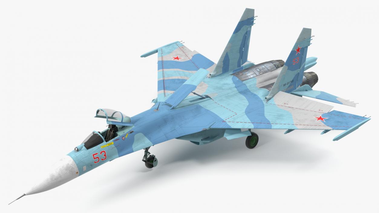 3D Russian Jet Aeroplane Sukhoi Su-27 Flanker Rigged for Maya model