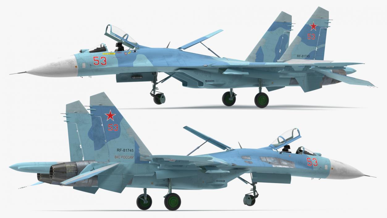 3D Russian Jet Aeroplane Sukhoi Su-27 Flanker Rigged for Maya model