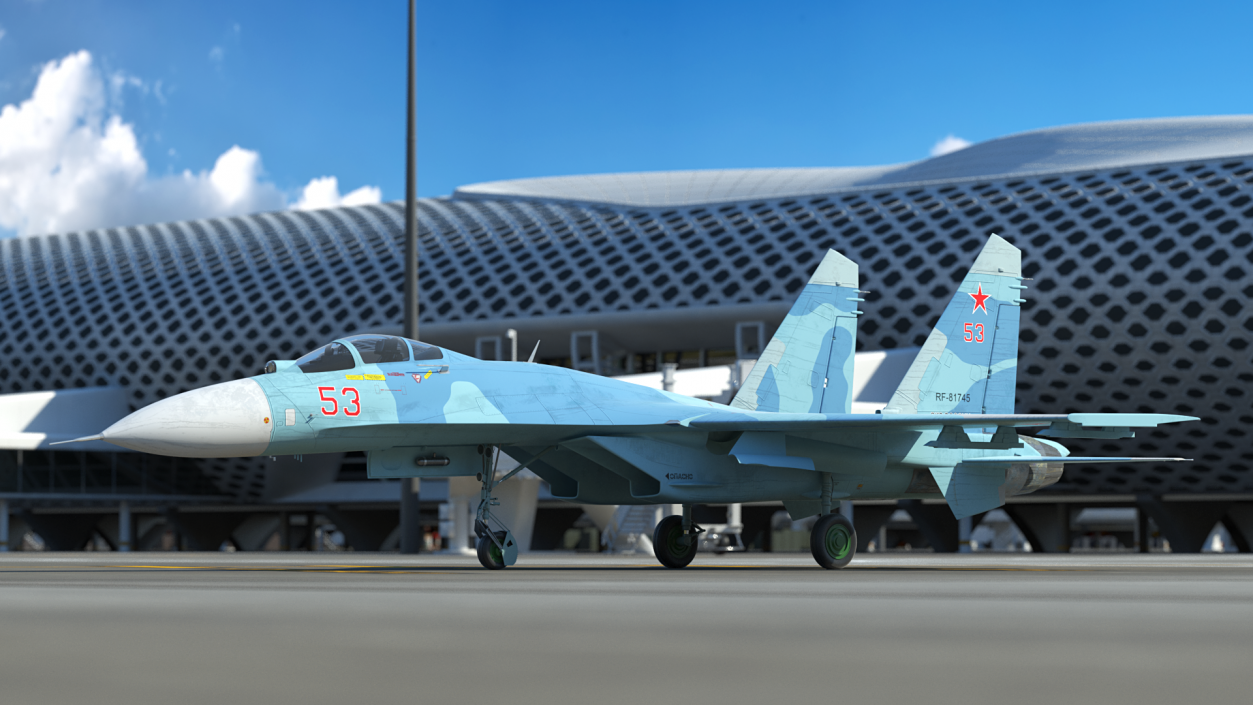 3D Russian Jet Aeroplane Sukhoi Su-27 Flanker Rigged for Maya model