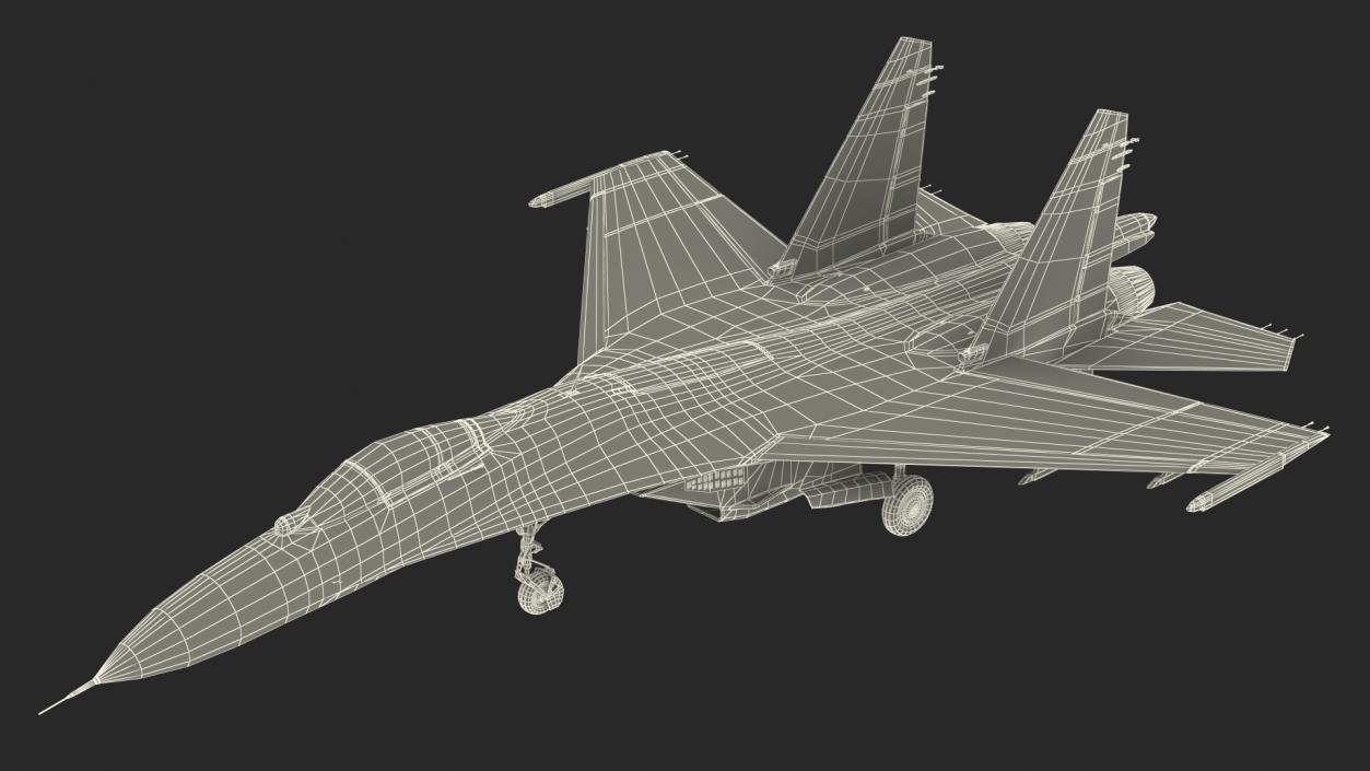 3D Russian Jet Aeroplane Sukhoi Su-27 Flanker Rigged for Maya model