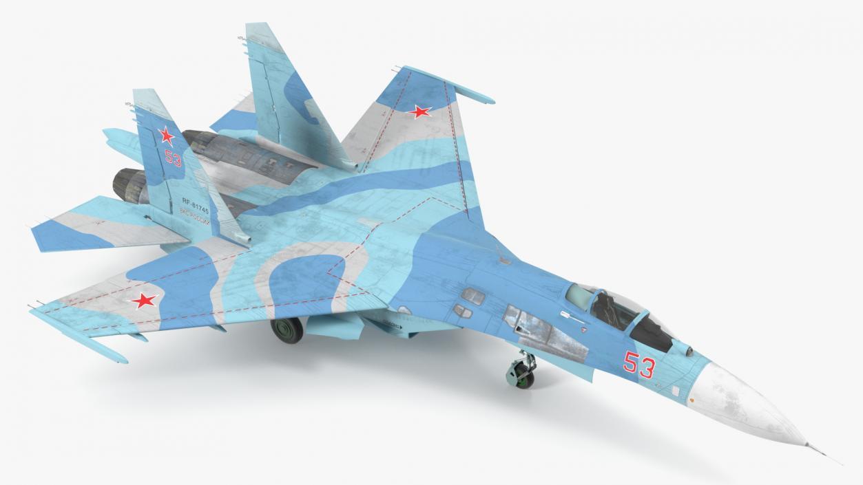 3D Russian Jet Aeroplane Sukhoi Su-27 Flanker Rigged for Maya model