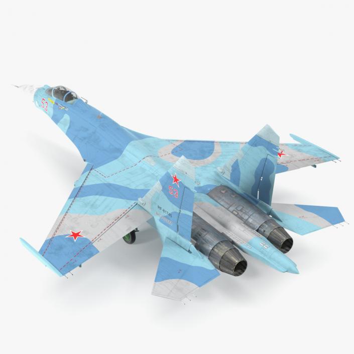 3D Russian Jet Aeroplane Sukhoi Su-27 Flanker Rigged for Maya model