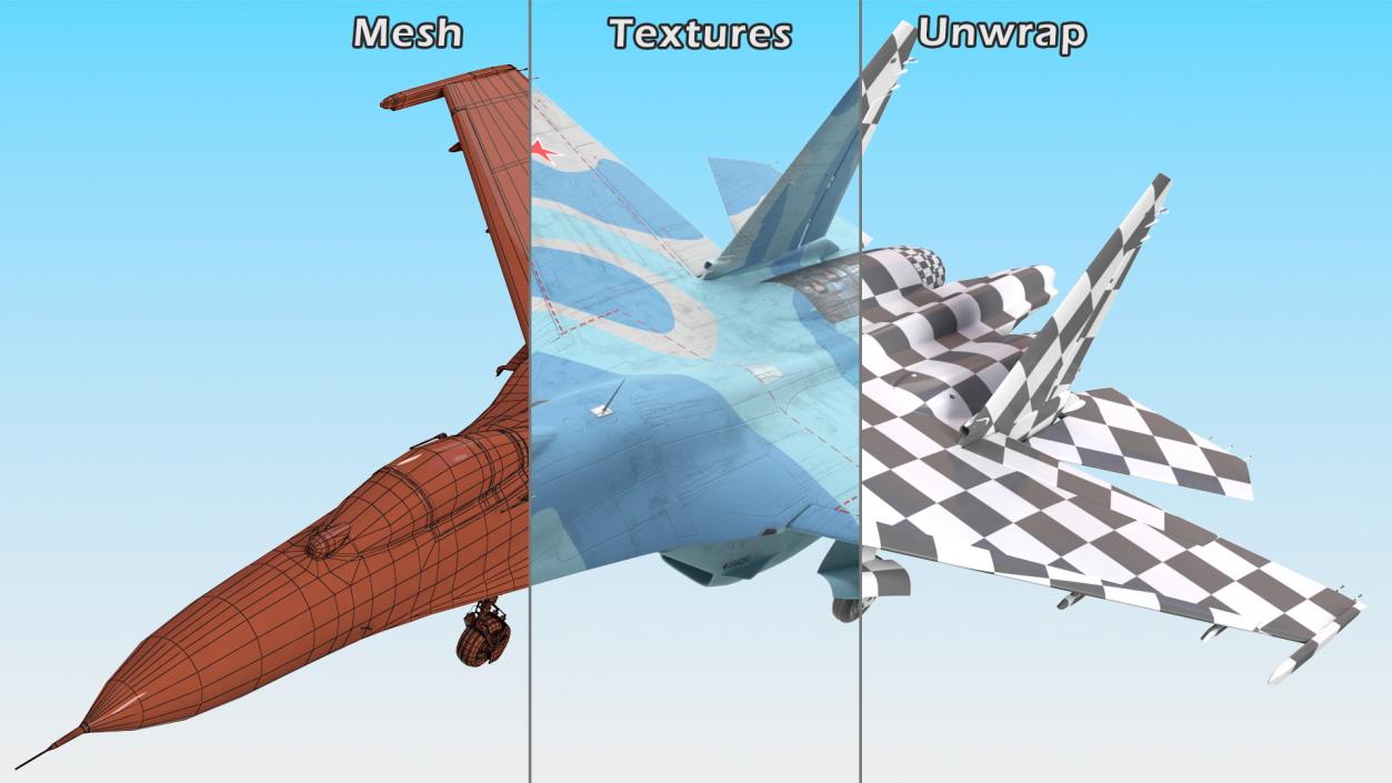 3D Russian Jet Aeroplane Sukhoi Su-27 Flanker Rigged for Maya model