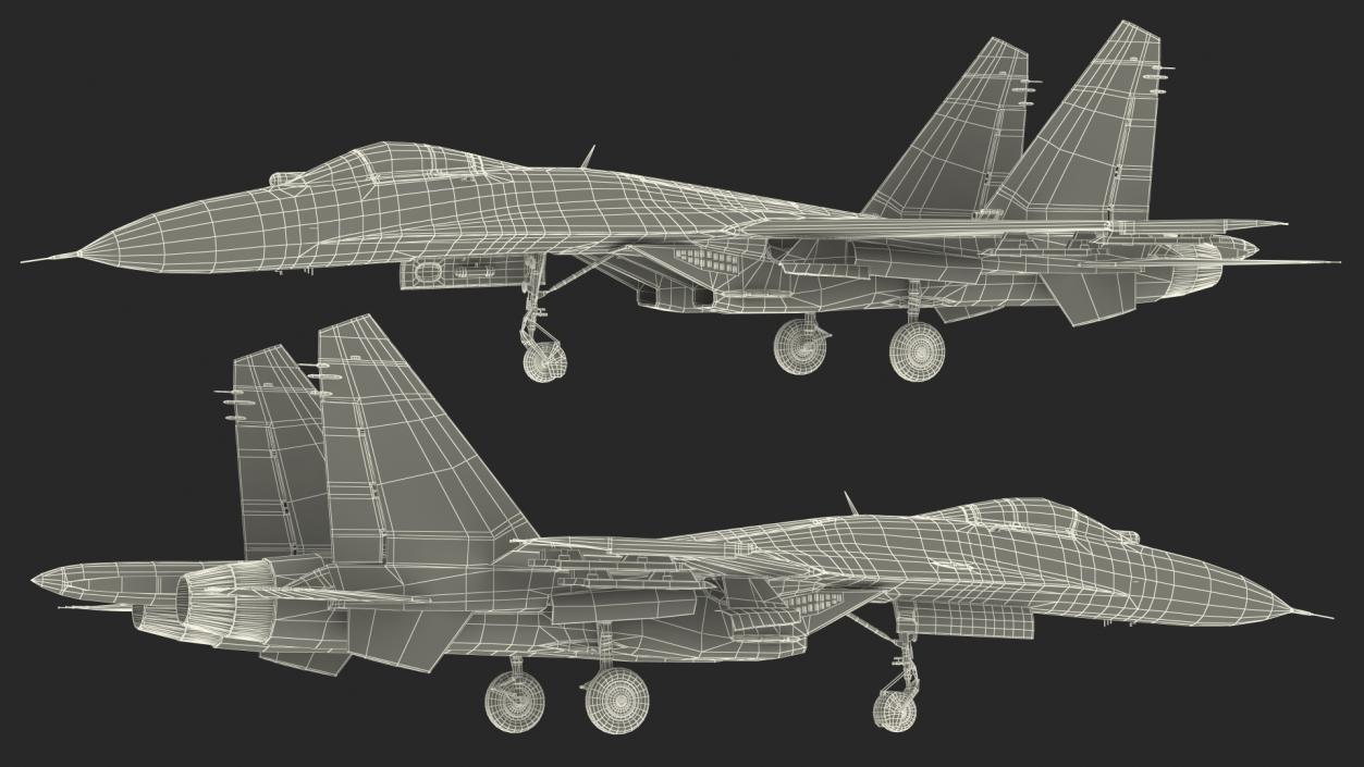 3D Russian Jet Aeroplane Sukhoi Su-27 Flanker Rigged for Maya model