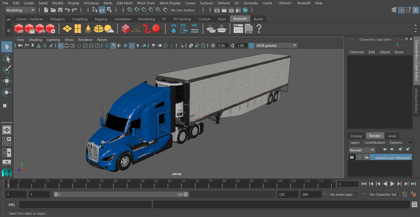 3D Kenworth Truck with Vanguard Reefer Trailer model