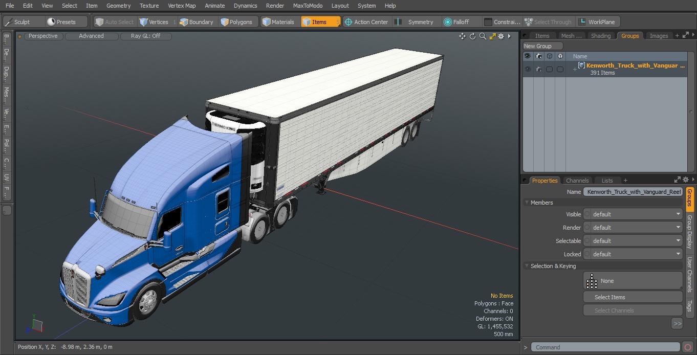 3D Kenworth Truck with Vanguard Reefer Trailer model