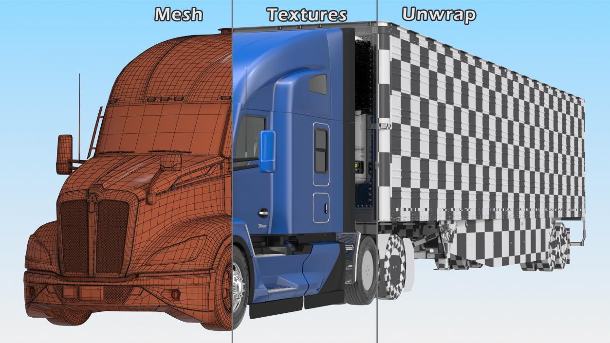 3D Kenworth Truck with Vanguard Reefer Trailer model