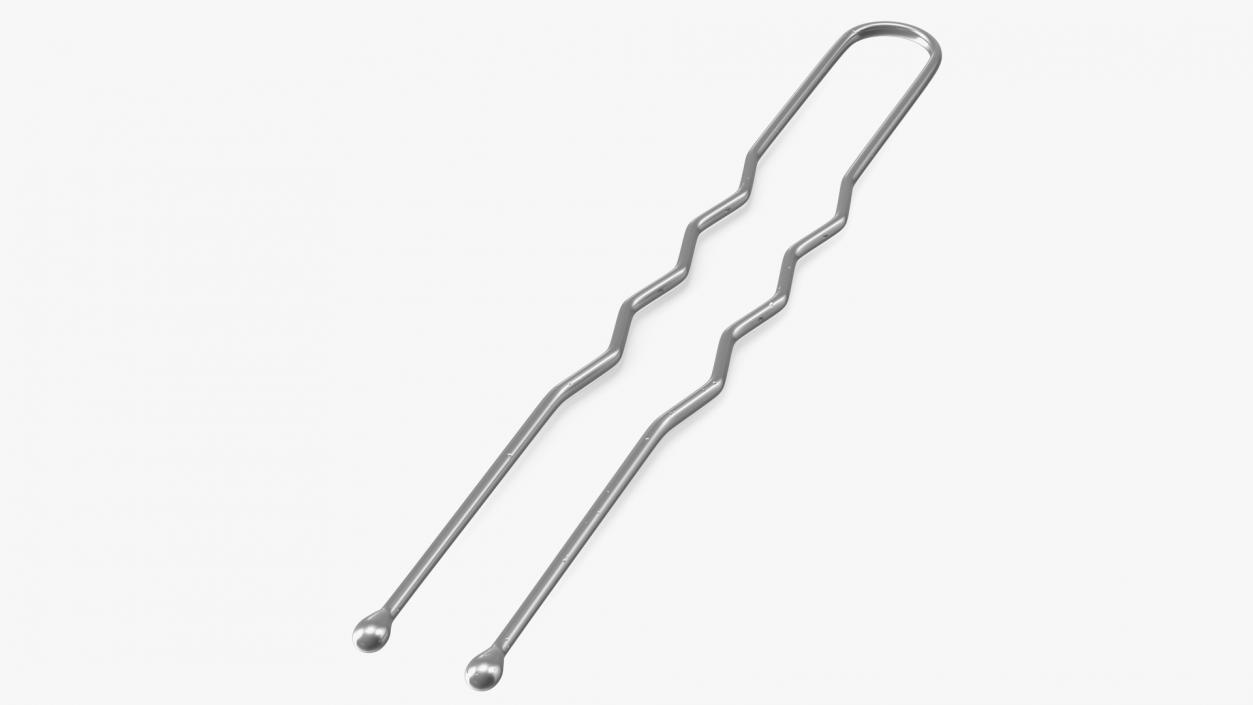 3D U Shaped Hairpin Silver model