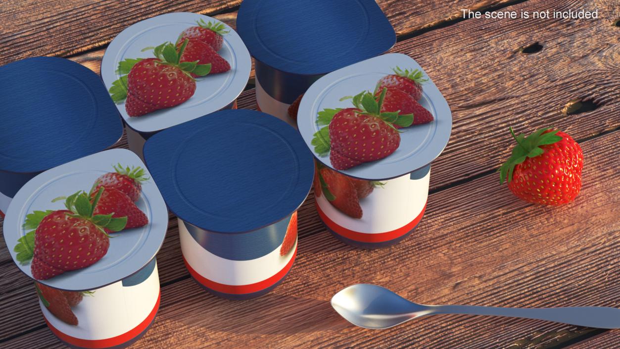 Yogurt Strawberry 6 Cups 3D model