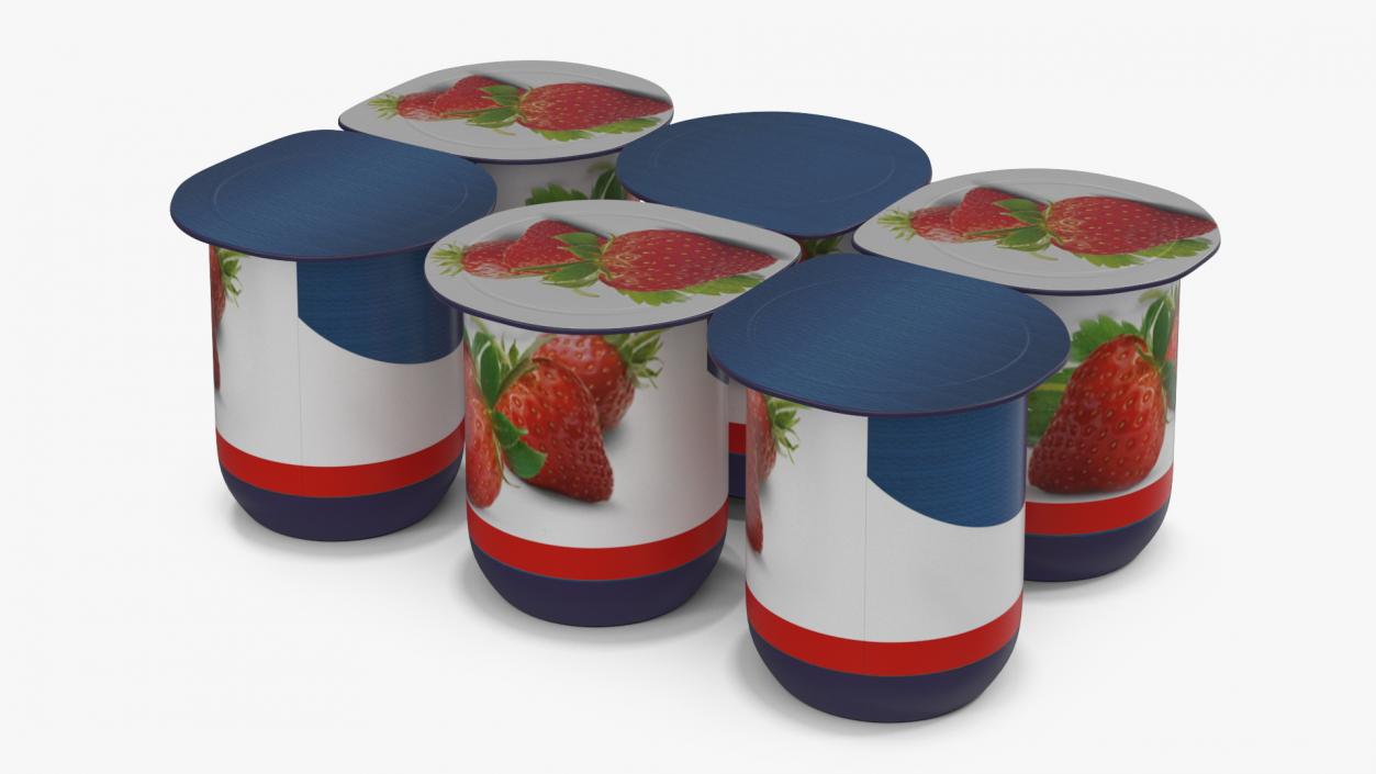 Yogurt Strawberry 6 Cups 3D model