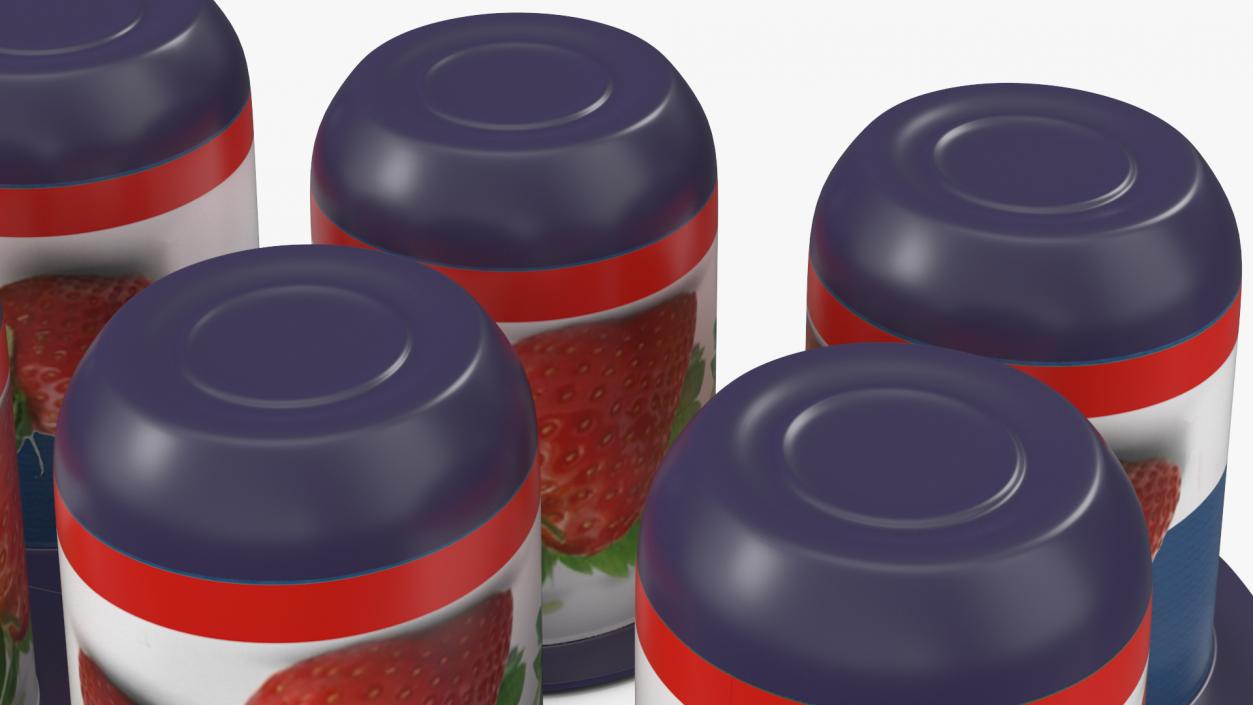 Yogurt Strawberry 6 Cups 3D model